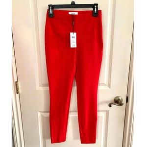 REISS Tyne Skinny Stretch Mid Rise Trousers in Bright Red.
